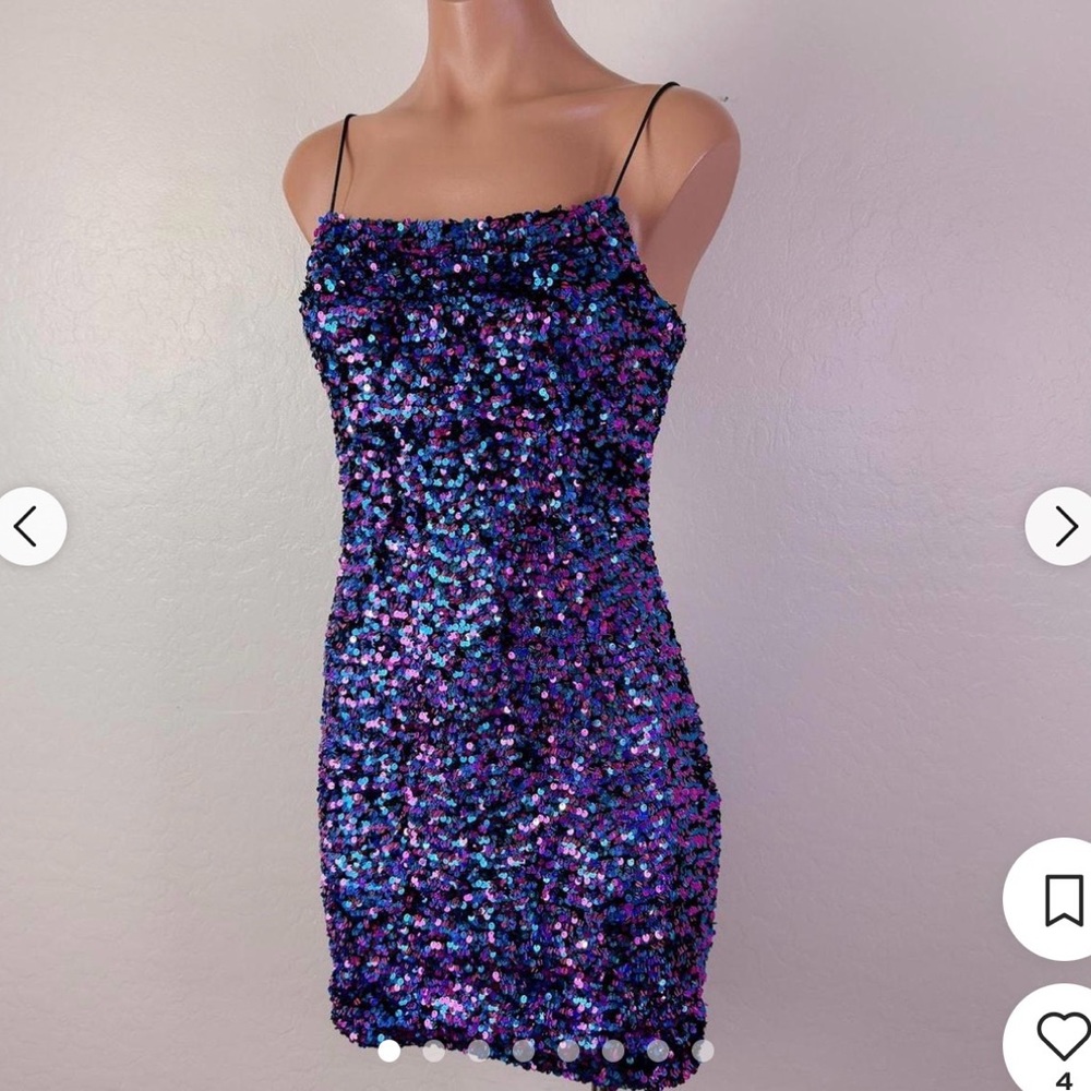 Cami Mini Dress Blue‎ Purple Night Out Party size L - Picture 1 of 8